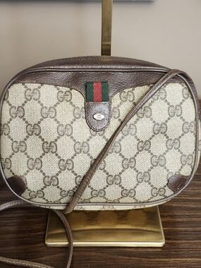 Gucci Sherry Line Supreme GG Monogram Crossbody Bag With Web Stripe
